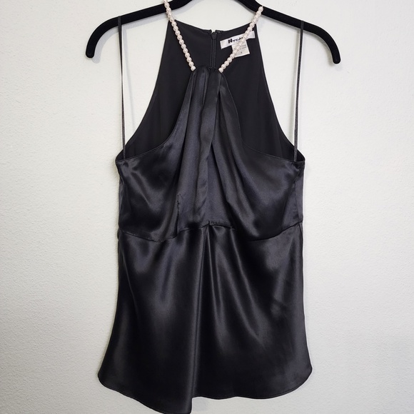 100% Silk Black and Pearl String Halter Top Women's Size 8 - Picture 5 of 7